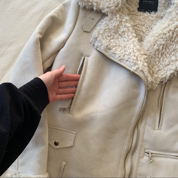 Zara Shearling Aviator Jacket - Picture 6 of 12